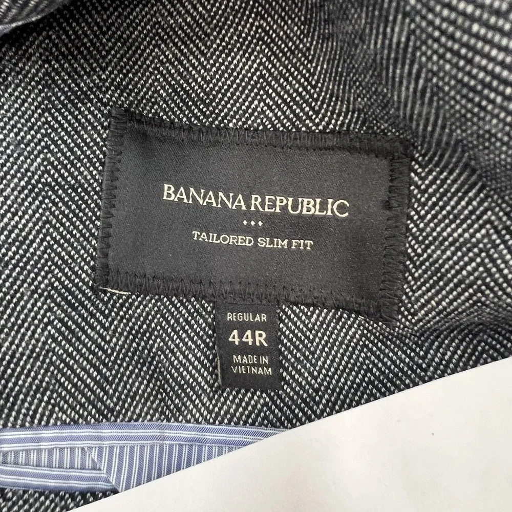 Banana‎ Republic Soft Knit Blazer Sport Coat Mens 44R Slim Fit Herringbone Gray